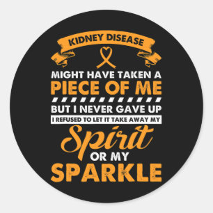 Disease Gift - Never Give Up Kidney Cancer Awarene Classic Round Sticker
