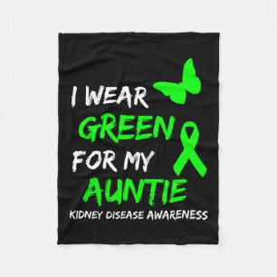 Disease I Wear Green For My Auntie Ribbon Fleece Blanket