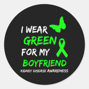 Disease I Wear Green For My Boyfriend Ribbon Classic Round Sticker