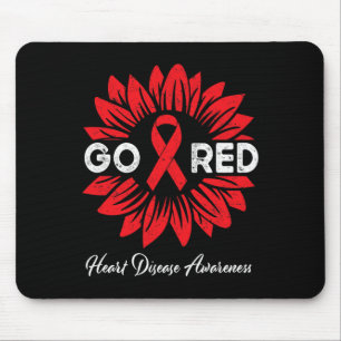 Disease Sunflower Go Red Heart Disease Awareness Mouse Pad