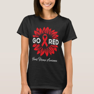 Disease Sunflower Go Red Heart Disease Awareness  T-Shirt