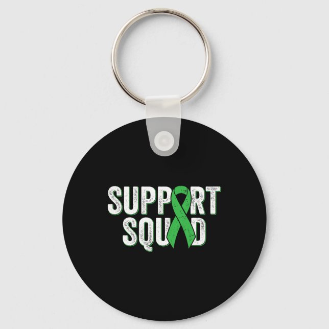 Disease Support Squad - Green Awareness Ribbon  Key Ring (Front)