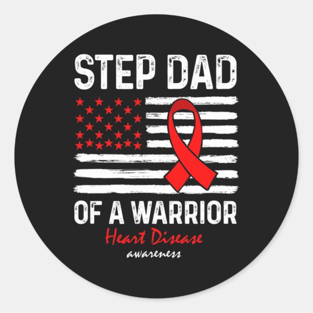 Disease Survivor Support Step Dad Of A Warrior  Classic Round Sticker (Front)