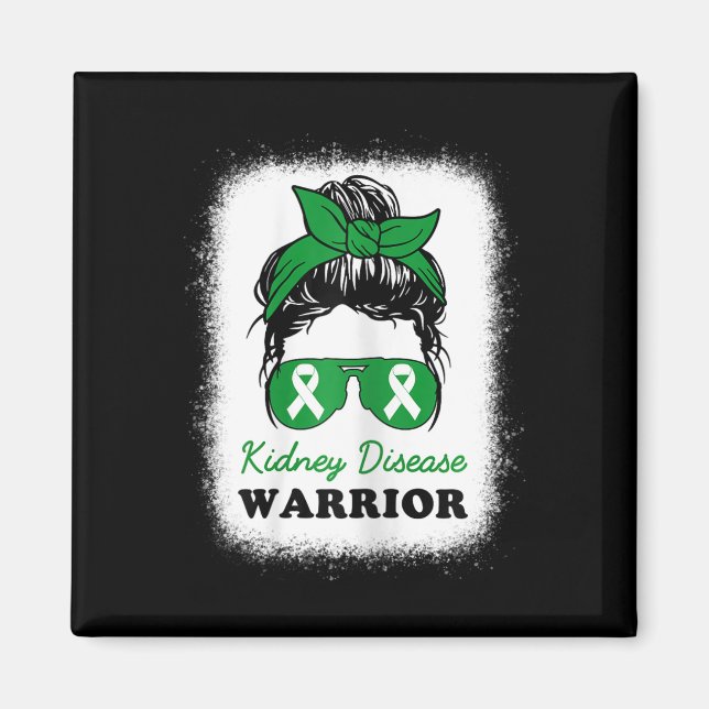 Disease Warrior Kidney Disease Awareness Messy Bun Magnet (Front)