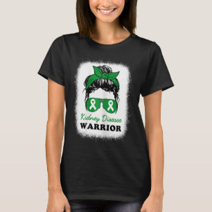 Disease Warrior Kidney Disease Awareness Messy Bun T-Shirt