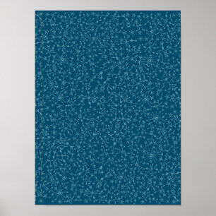 Diseño abstracto en fondo azul. Vegetación alieníg Poster