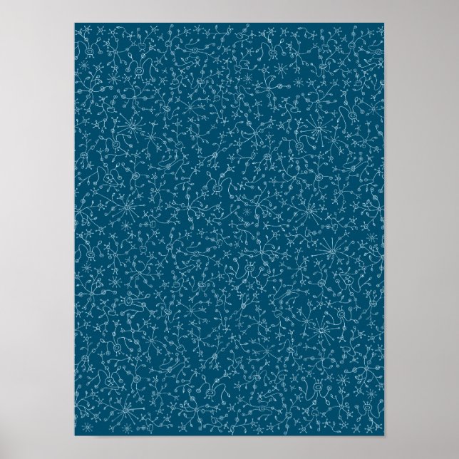 Diseño abstracto en fondo azul. Vegetación alieníg Poster (Front)