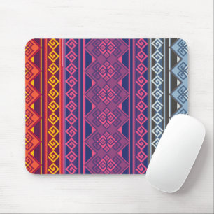 Diseño Andino Azul, Naranja y Magenta Mouse Pad