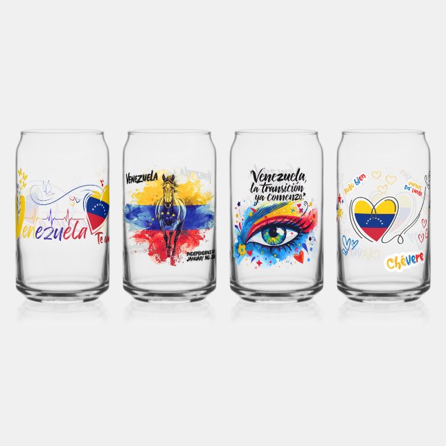 Diseños Patrios Originales |Venezuela Libre Can Glass (Front)