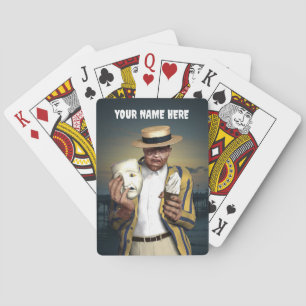 Disfigured creature taking a break playing cards