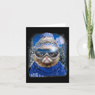 Disgruntle Cat In Winter Ski Snowboarding Sport We Card