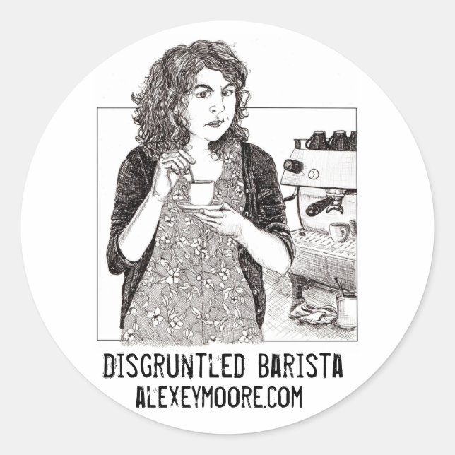 Disgruntled Barista sticker (Front)