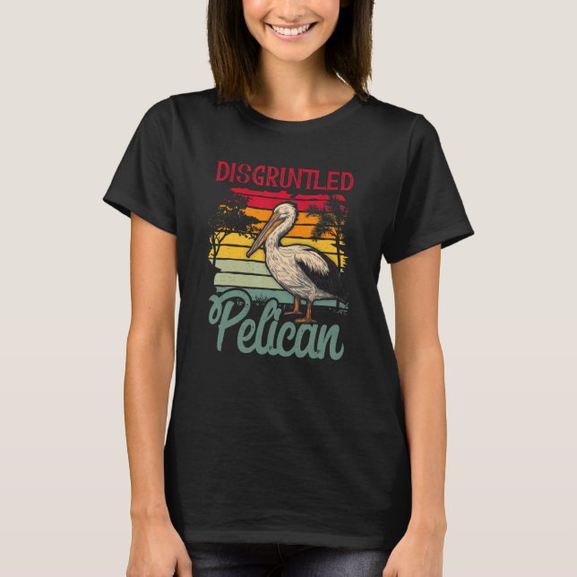 Disgruntled Pelican Vintage Sunset Animal  Pelican T-Shirt (Front)