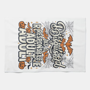 Disguised as a Responsible Adult Halloween Vector  Tea Towel