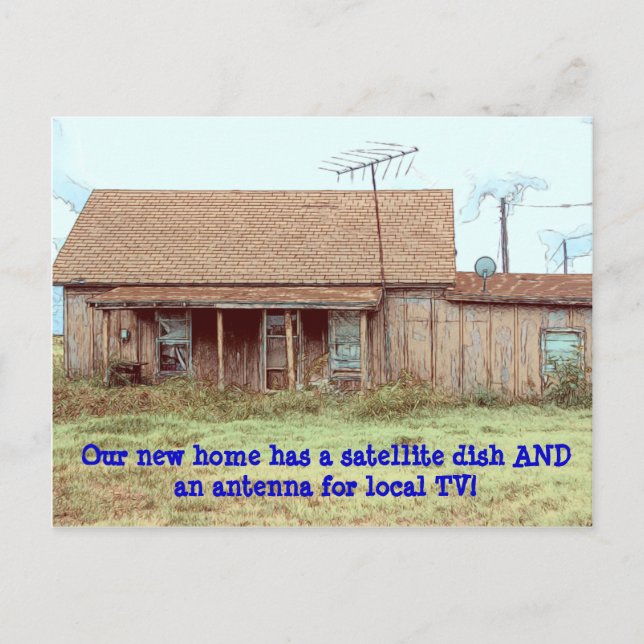 Dish AND Antenna! - Funny Change of Address Announcement Postcard (Front)