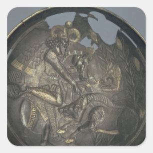 Dish decorated with a scene of Prince Varahran Square Sticker