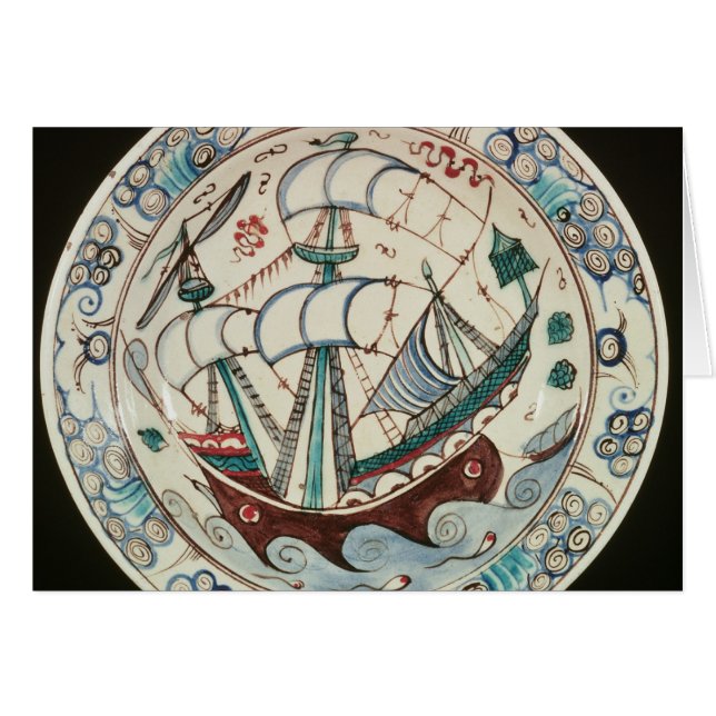 Dish painted with a ship (Front Horizontal)