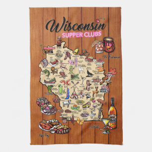 Dish Towel - Wisconsin Supper Club Map
