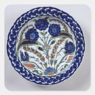 Dish with a floral decoration, Iznik Square Sticker