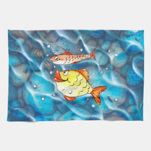 dishcloth with two fish tea towel