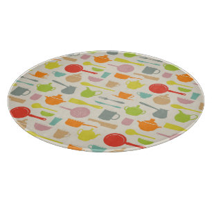 Dishes Pattern Cutting Board