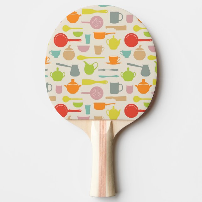 Dishes Pattern Ping Pong Paddle (Front)