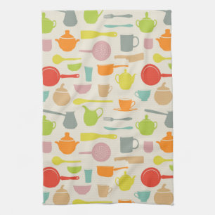 Dishes Pattern Tea Towel