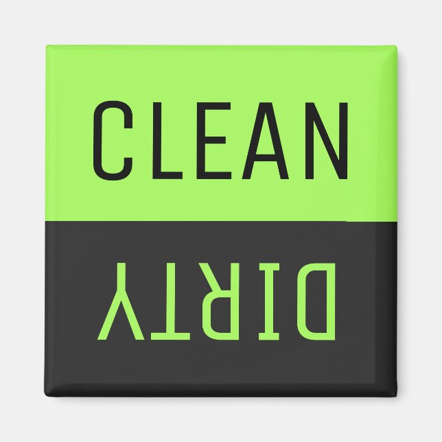 Dishwasher Clean Dirty Dishes Green Black Kitchen Magnet (Front)