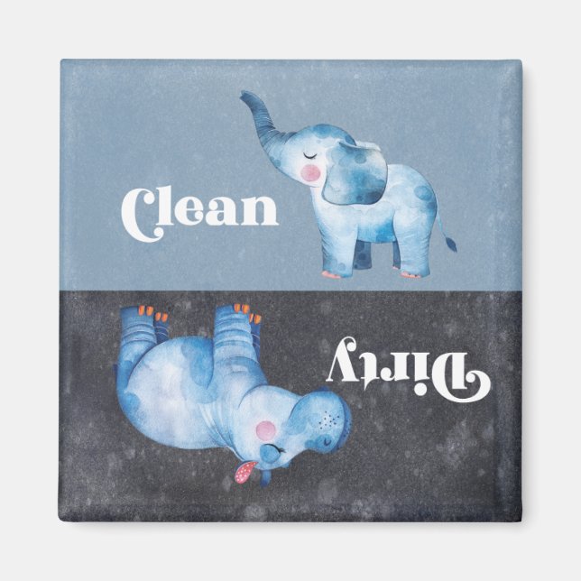 Dishwasher Clean Dirty Dishes Office Home Elephant Magnet (Front)