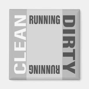 Dishwasher Clean Dirty Running Grey Kitchen Magnet