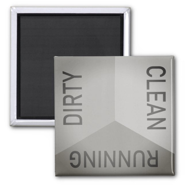 Dishwasher Grey Dirty Clean Running Reversible Magnet (Front)