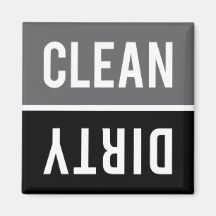Dishwasher Magnet CLEAN   DIRTY - Grey and Black