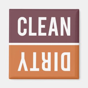 Dishwasher Magnet CLEAN   DIRTY - Orange Burgundy