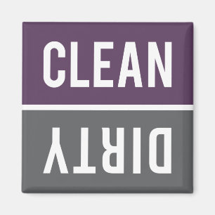 Dishwasher Magnet CLEAN   DIRTY - Purple & Grey
