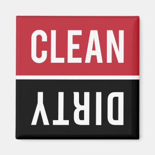 Dishwasher Magnet CLEAN   DIRTY - Red and Black