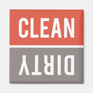 Dishwasher Magnet CLEAN   DIRTY - Red Orange Grey