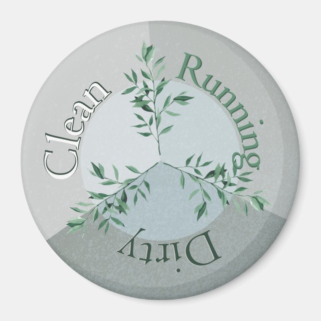 Dishwasher Magnet Greenery Ruscus Leaf Clean Dirty (Front)