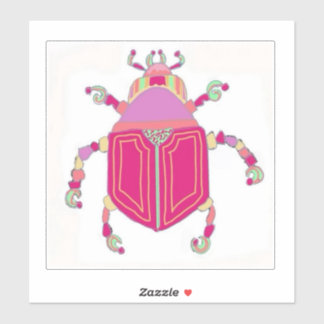 Dishwasher-safe Sticker with Whimsical Pink Beetle
