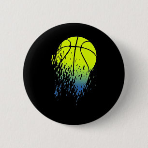 Disintegrating Neon Green Basketball Urban Graphic 6 Cm Round Badge