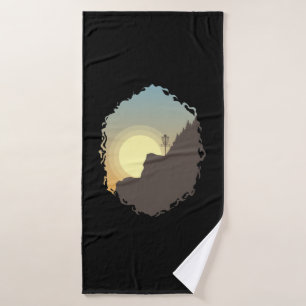 Disk Golf Basket at sunset Bath Towel