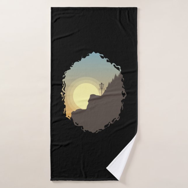 Disk Golf Basket at sunset Bath Towel (Bath Towel)