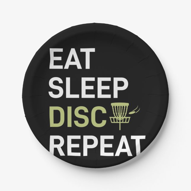 Disk Golf Player | Eat Sleep Disk Golf Repeat Paper Plate (Front)