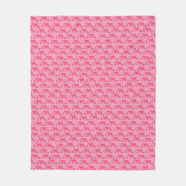 Dismal Pink Cows Calves Western Ranch Fleece Blanket (Front)