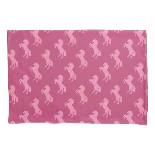 Dismal Pink Pillowcase Horses Preppy Cowgirl West (Front)