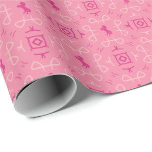 Dismal Pink Wrapping Paper Cowgirl Bandanna Horses