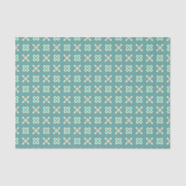Dismal Western Dusty Turquoise Cream Aqua Geo Tissue Paper (Front)