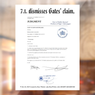 Dismisses Gates' claim by RoseWrites Window Cling