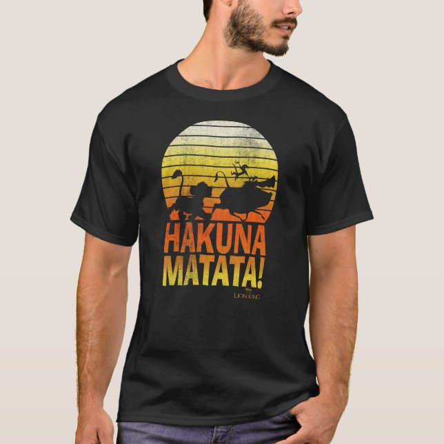 Disney Lion King Hakuna Matata Retro Distressed Gr T-Shirt (Front)