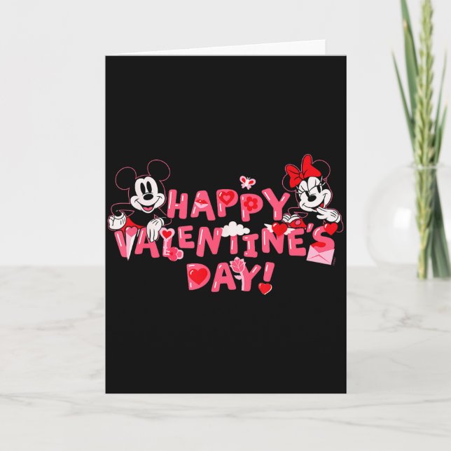 Disney Mickey Mouse And Minnie Mouse Happy Valenti Card (Front)