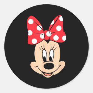 Disney Minnie Mouse Polka Dot Bow Big Face Classic Round Sticker